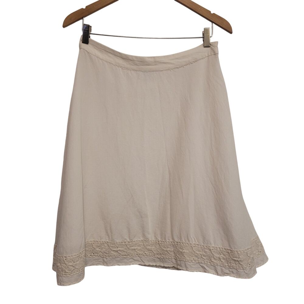 WD.NY Cream Slip Skirt Lace Hem Y2K Minimalist Midi Skirt Size 10 Spring Summer